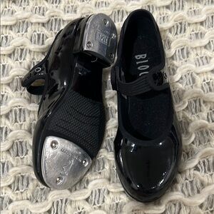 Bloch Black Tap Dance Dress Patent Leather Techno Tap #4H Snap Elastic Strap